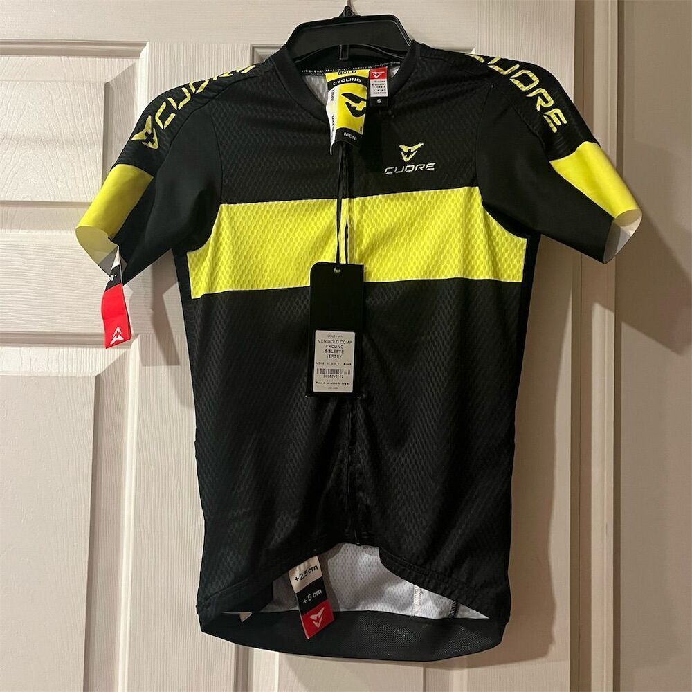 CUORE Men's Cycling Jersey Black S Short Sleeve Lightweight Activewear